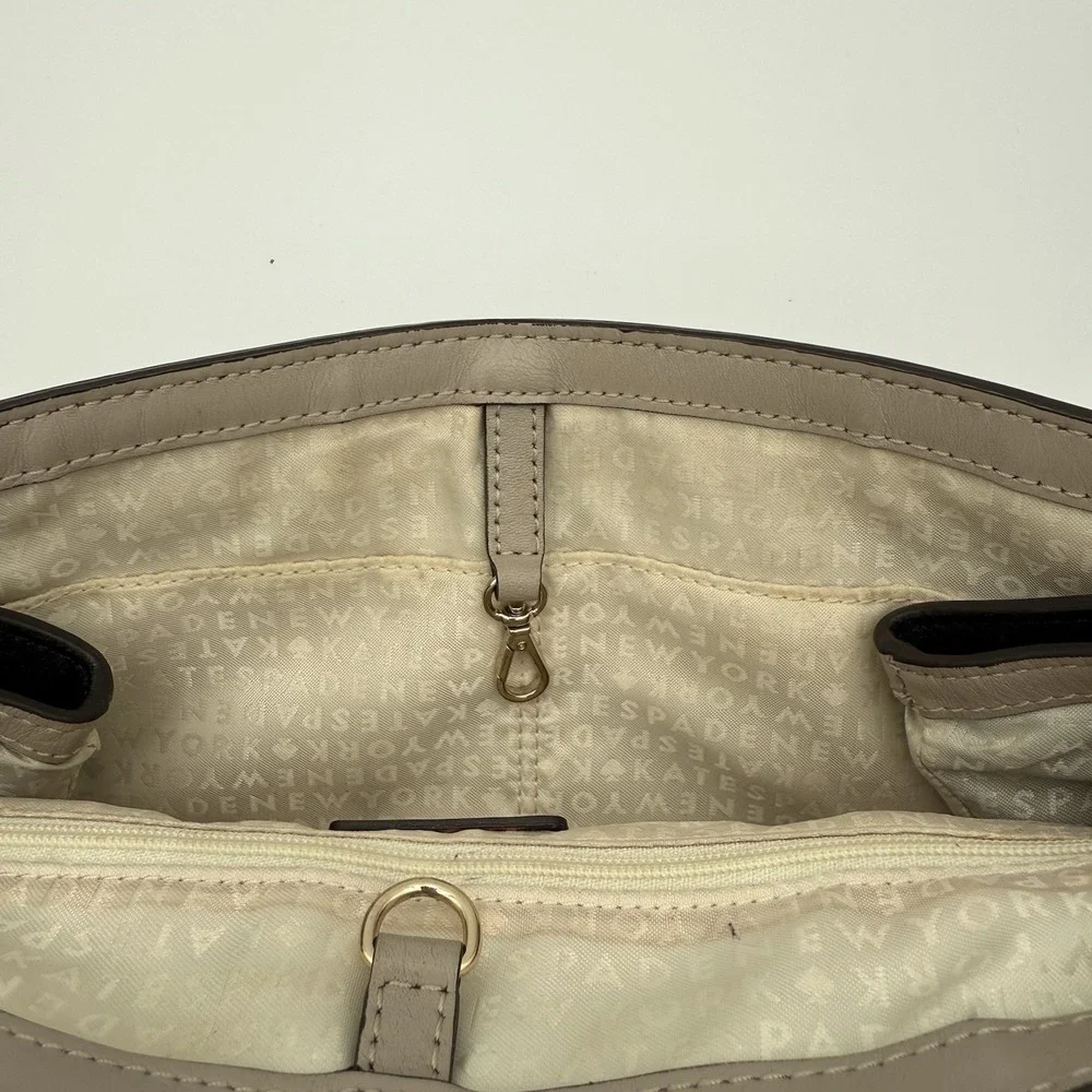 Kate Spade Vintage Leather Laurel Magnolia Satchel/Crossbody‎ - Taupe Beige Flaw